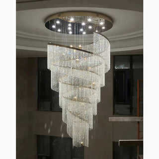 Falicon | Golden/Chrome Crystal Circular Spiral Chandelier