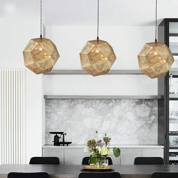 MIRODEMI® Gattières Gold/Silver Perforated Stainless Steel Pendant Lamp for Restaurant