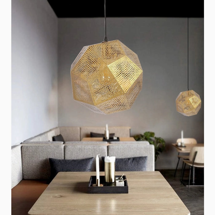 MIRODEMI® Gattières Gold/Silver Perforated Stainless Steel Pendant Lamp for Coffee Shop