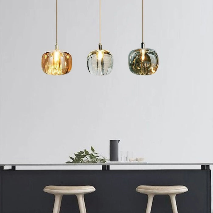 MIRODEMI® Grasse | Modern Led Crystal Hanging Light Fixtures 3 Lights in line / Warm light / Dimmable