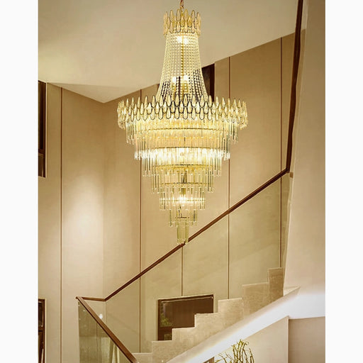 MIRODEMI® La Bollène-Vésubie | Hanging Posh Gold Crystal Chandelier for Staircase