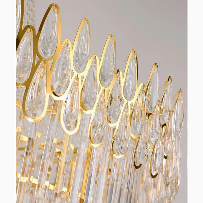 Hanging Luxurious Posh Gold Crystal Chandelier for Foyer