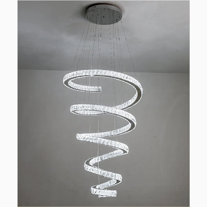 MIRODEMI® La Penne | Long Spiral Hanging Crystal Golden Chandelier