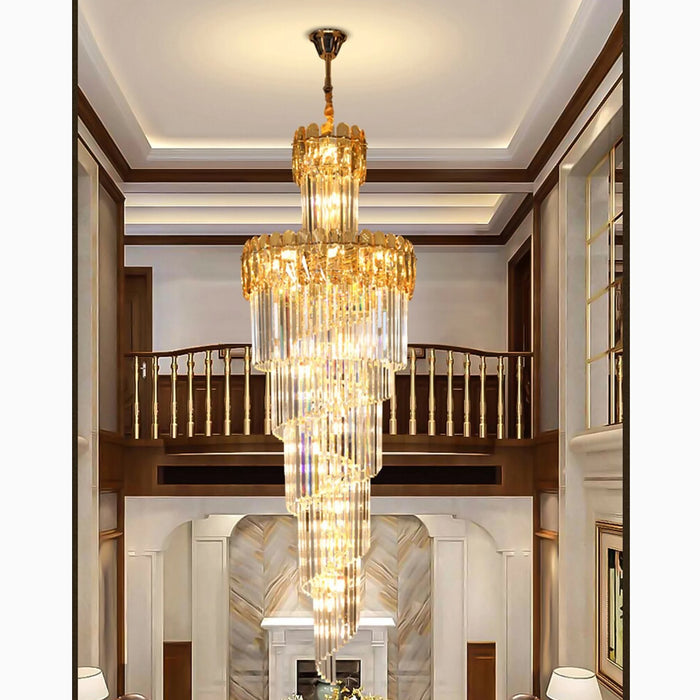 MIRODEMI® Le Cannet | Luxury Spiral Crystal Chandelier For Stairway Cognac crystal / 15.8'' / Warm Light