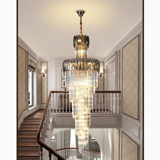 MIRODEMI® Le Cannet | Luxury Spiral Crystal Chandelier For Stairway Smoky gray / 15.8'' / Warm Light