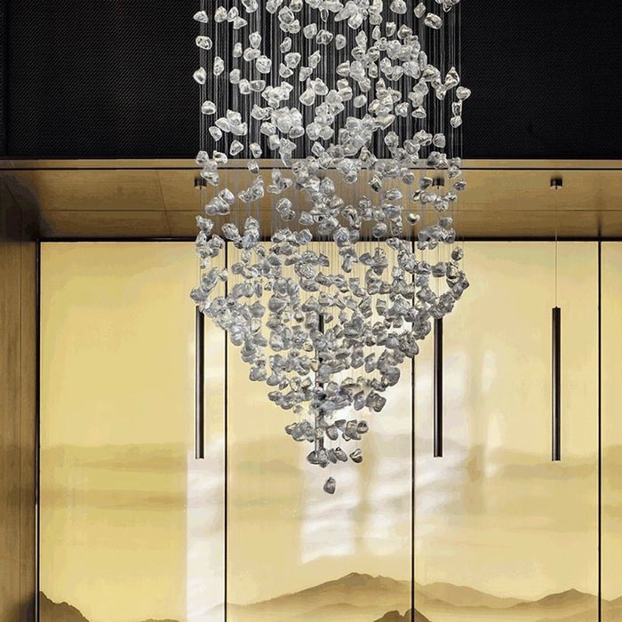 MIRODEMI® Le Port | Floating Luxury Crystal Chandelier With Decorative Stones