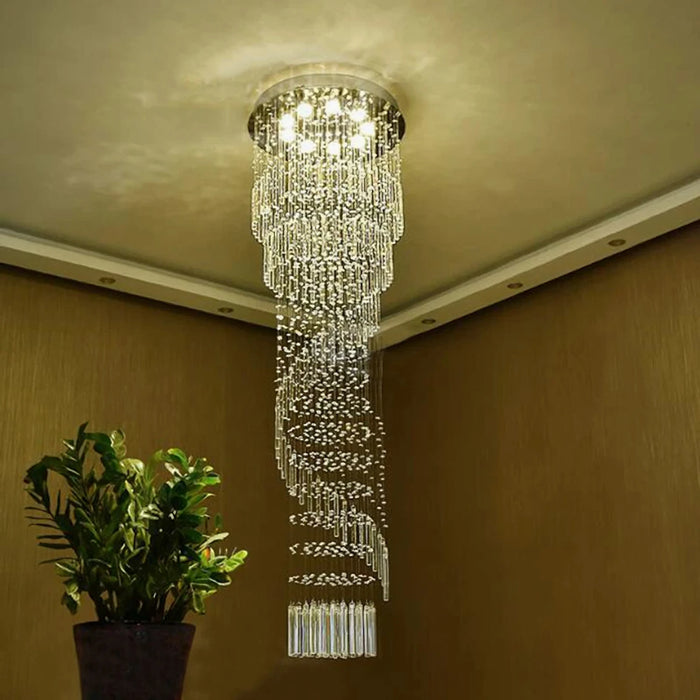 MIRODEMI® Levens | Exquisite Modern Flush Mount Crystal Chandelier for Stairwell