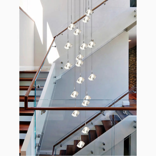MIRODEMI® Nice | Crystal Staircase Chrome Chandelier 36lights-D31.5*H118" / warm white
