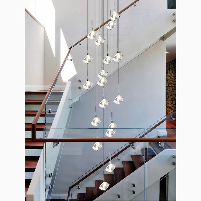 MIRODEMI® Nice | Crystal Staircase Chrome Chandelier 36lights-D31.5*H118" / warm white