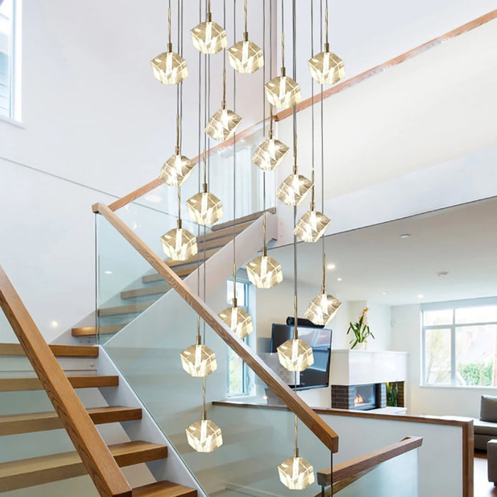 MIRODEMI® Nice | Crystal Staircase Chrome Chandelier 15 lights-D19.7*H78.7" / warm white