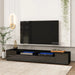 MIRODEMI Nysa Minimalistic Black Glossy TV Stand with Matching Set of Cabinets and Shelves