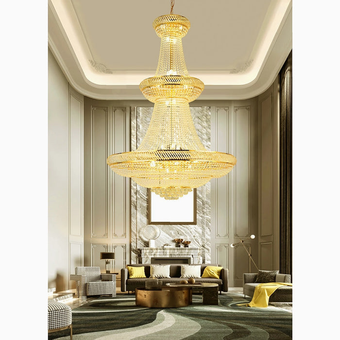 MIRODEMI® Peille | Three-tier Luxury Hanging Gold Crystal Chandelier