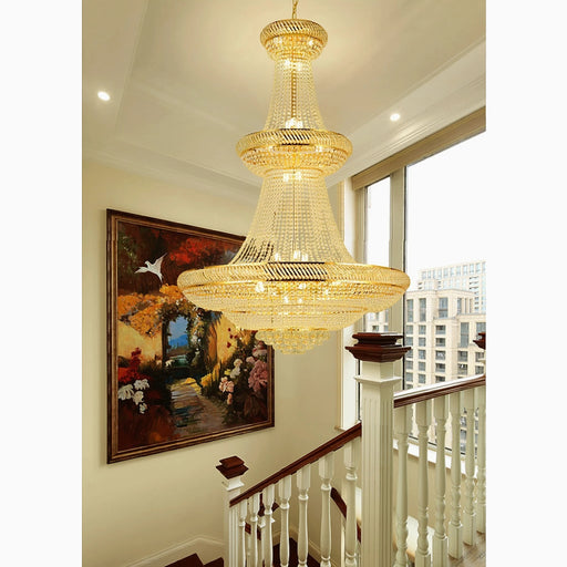 MIRODEMI® Peille | Three-tier Luxury Hanging Gold Crystal Chandelier