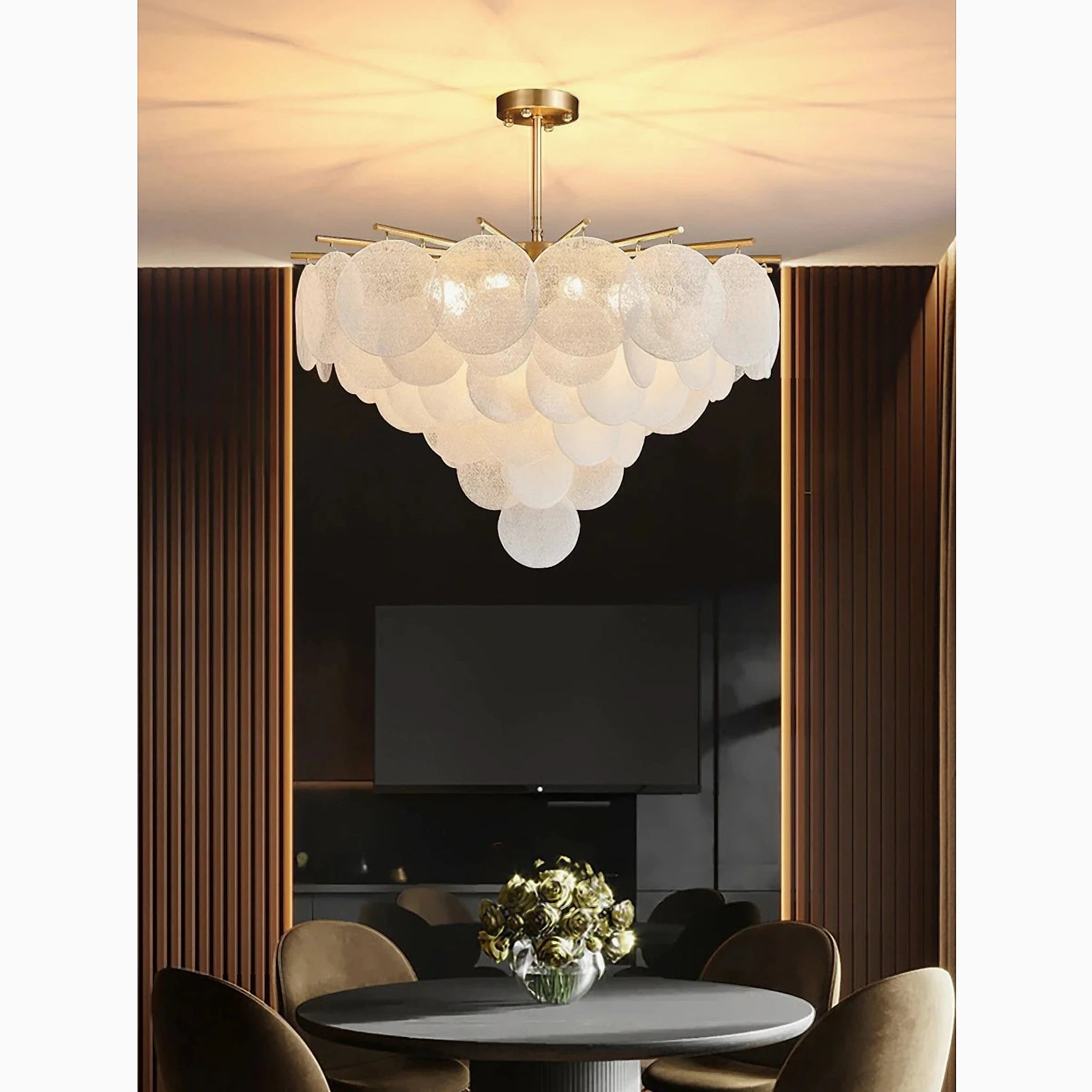Glass Modern Round Chandeliers For Dining Room Round White Glass