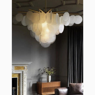 Péone | Round Obscure Glass Ceiling Chandelier