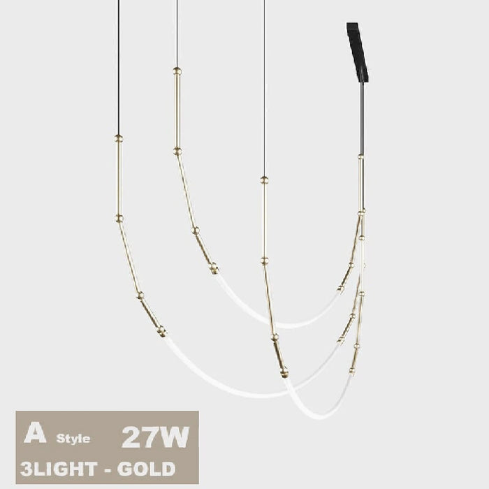 MIRODEMI Pierlas Minimalistic Slender-Shaped Led Pendant Light 3 Lights Gold