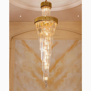 Crystal Cascade Chandelier 39.4" for Staircase, Hall, Living Room, Stairwell