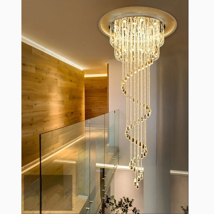 MIRODEMI® Roquebrune-Cap-Martin | Double Spiral Crystal Stairwell Chandelier