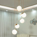 MIRODEMI® Saint-Jeannet | Duplex Gold Spiral Pendant Chandelier with White Frosted Glass Balls