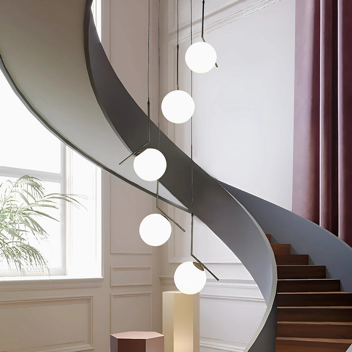 MIRODEMI® Saint-Jeannet | Duplex Spiral Pendant Chandelier For Stairway with Frosted Glass
