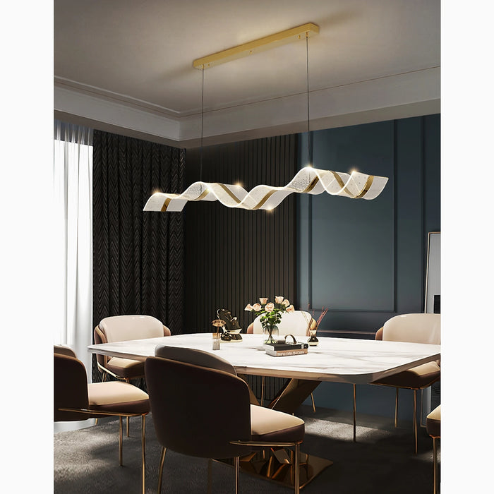 MIRODEMI Modern Wave-Designed Acrylic Led Gold Chandelier — Mirodemi
