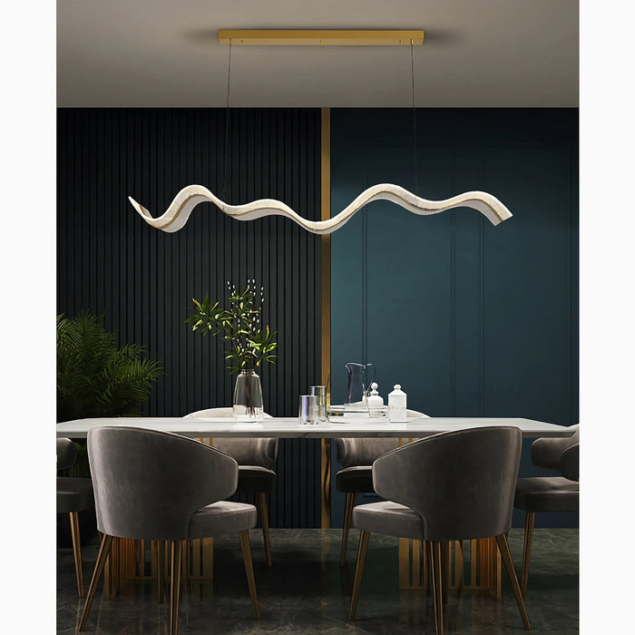 MIRODEMI® Saint-Martin-Vésubie | Modern Wave-Designed Gold Chandelier