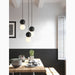 Black Nordic Minimalistic Pendant Lighting with Stone Balls and Frosted Glass
