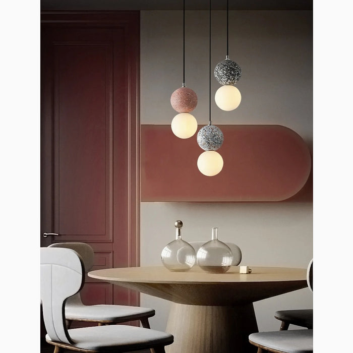 Nordic Pastel Minimalistic Pendant Lighting with Stone Balls
