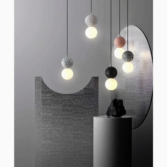 Pastel Minimalistic Pendant Light with Stone Balls Pendant Lighting 