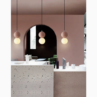 Pink Nordic Pastel Minimalistic Pendant Lighting with Stone Balls