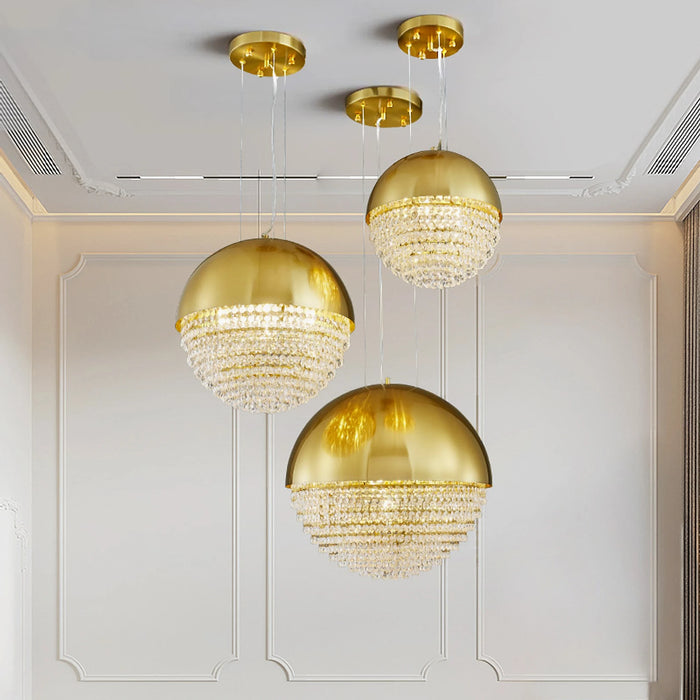 MIRODEMI® Sestri Levante | Stunning Gold Crystal Ball Chandelier