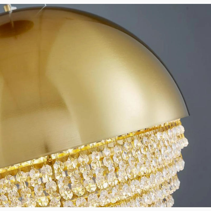 MIRODEMI Sestri Levante Stunning Gold Crystal Ball Chandelier Detailed Lampshade