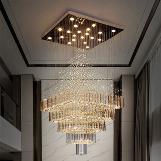 Tourrette-Levens | Modern Crystal LED Ceiling Chandelier with Square Base