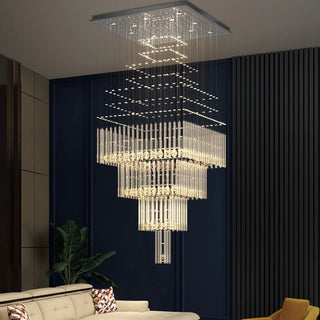 Tourrette-Levens | Modern Crystal LED Ceiling Chandelier with Square Base