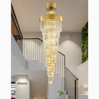 MIRODEMI Trinité | Exclusive Long Gold Modern Crystal Chandelier