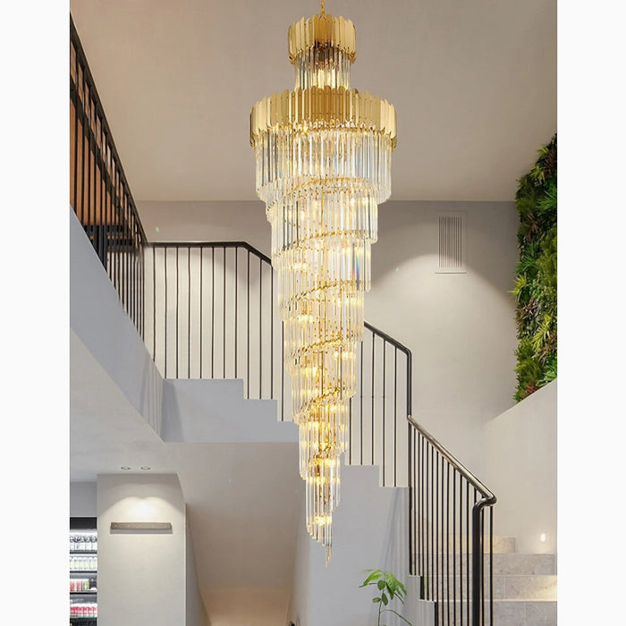 MIRODEMI® Trinité | Exclusive Long Gold Modern Crystal Chandelier
