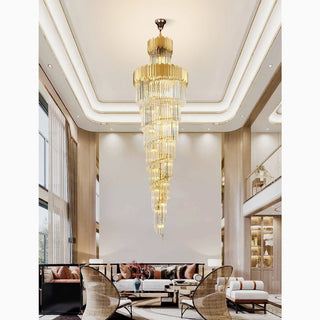 MIRODEMI Trinité | Exclusive Long Gold Modern Crystal Chandelier for Living Room