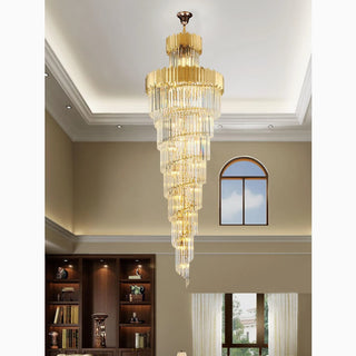 MIRODEMI Trinité | Exclusive Long Gold Modern Crystal Chandelier for Hall