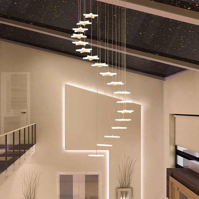 MIRODEMI Valbonne Stairway Star-Shaped Spiral Pendant Chandelier For Hall