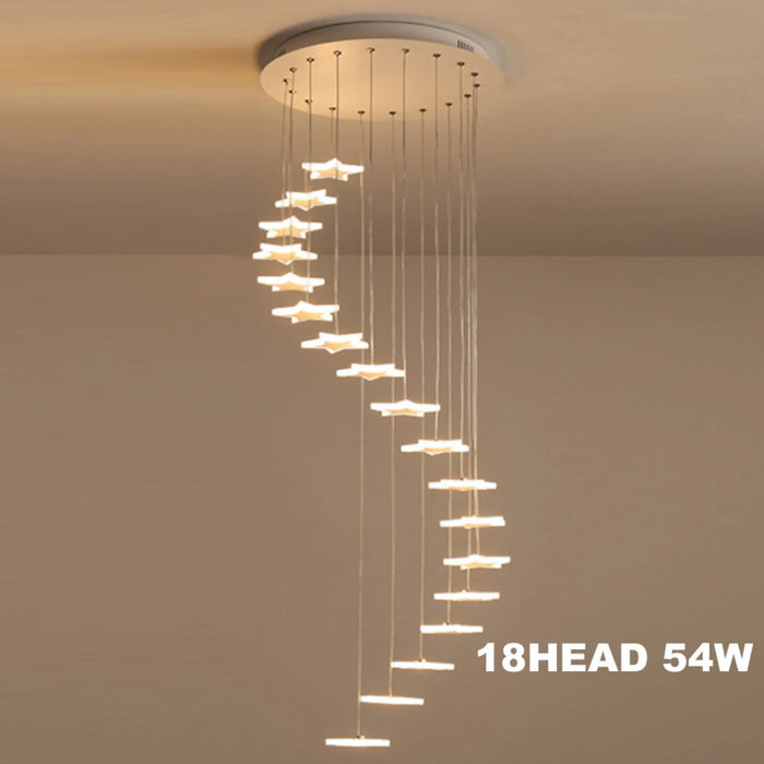 MIRODEMI® Valbonne | Stairway Star-Shaped Spiral Pendant Chandelier 18HEAD 54W / Cool Light