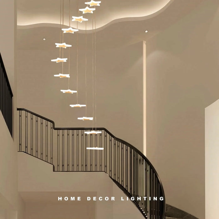 MIRODEMI Valbonne Stairway Star-Shaped Spiral Pendant Chandelier Staircase Decoration