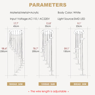 MIRODEMI Valbonne Stairway Star-Shaped Spiral Pendant Chandelier Parameters