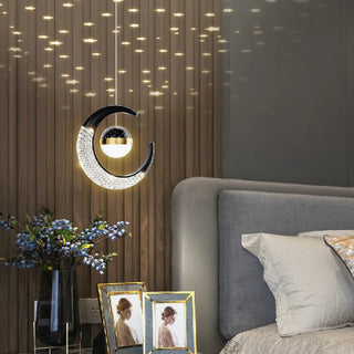 Creative Nordic Bedside Stars Design Pendant Lamp from Mirdemi in Black Color