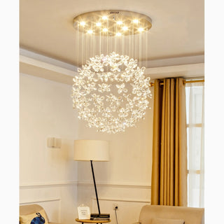 MIRODEMI® Vallauris | Exceptional Butterfly Crystal Globe Chandelier D19.7*H47.2" / warm light (3000K)