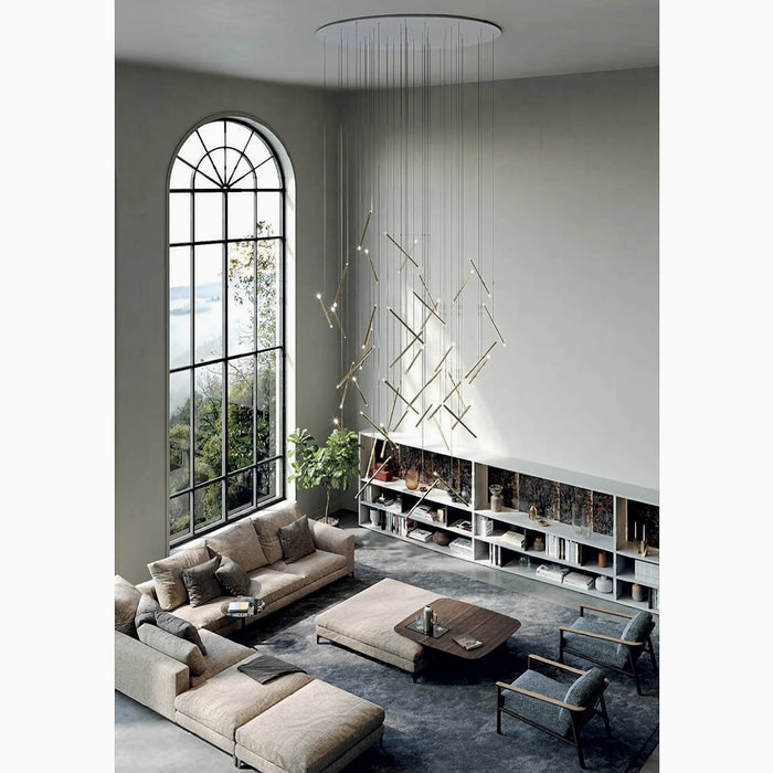 MIRODEMI® Villars-sur-Var Long Gold/Chrome/Black Hotel Lighting with Customizable Design for High Ceiling Living Room