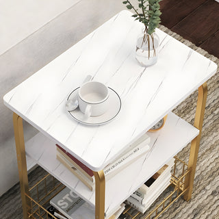 Luxury Metal Side Table with Integrated Storage in Nordic Design | Modern Decor Furniture | Space-Saving Tables