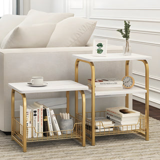 Stylish Nordic-Style Metal Side Table with Storage | Luxury Home Furniture | Side Tables with Storage