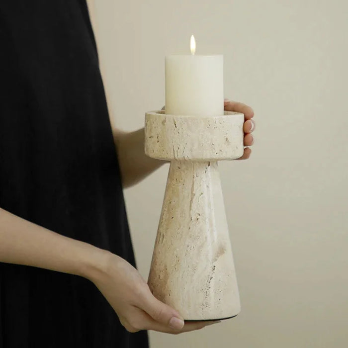 Marble|Minimalistic|Candle|Holder|Living|Dining|Bedroom|Elegant|Beige