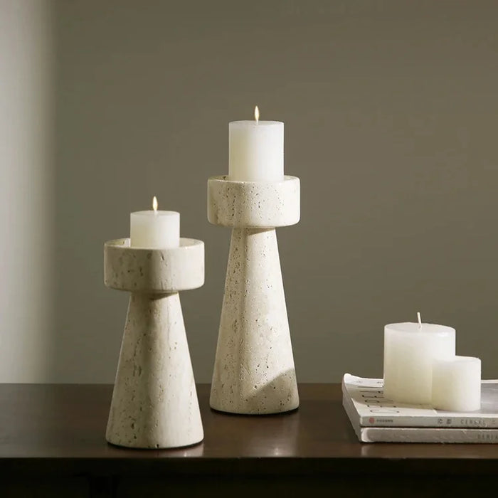 Marble|Minimalistic|Candle|Holder|Living|Dining|Bedroom|Elegant|Beige