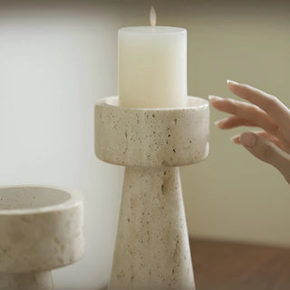 Stone|Minimalistic|Candle|Holder|Living|Dining|Bedroom|Elegant|Beige